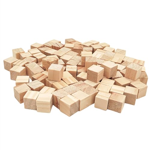 Holzwürfel 1,5 cm / 100 Stück, unlackierte quadratische Holzblöcke, natürliche Holzblöcke für Handwerk, Schnitzen und DIY-Projekte von Anktily
