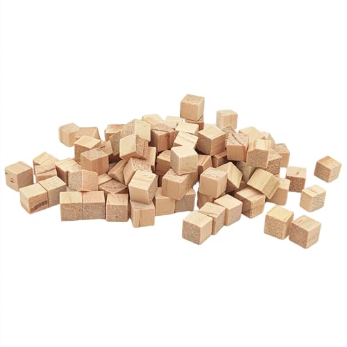 Holzwürfel 1 cm / 100 Stück, unlackierte quadratische Holzblöcke, natürliche Holzblöcke für Handwerk, Schnitzen und DIY-Projekte von Anktily