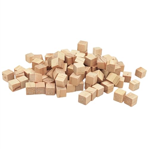 Holzwürfel 1 cm / 100 Stück, unlackierte quadratische Holzblöcke, natürliche Holzblöcke für Handwerk, Schnitzen und DIY-Projekte von Anktily