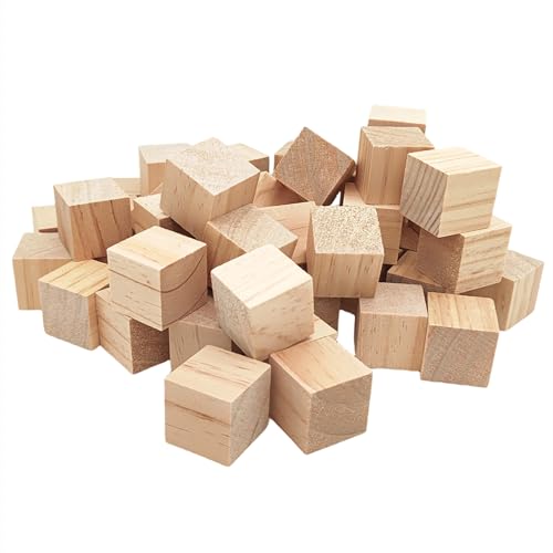 Holzwürfel 3 cm/50 Stück, unlackierte quadratische Holzblöcke, natürliche Holzblöcke für Handwerk, Schnitzen und DIY-Projekte von Anktily
