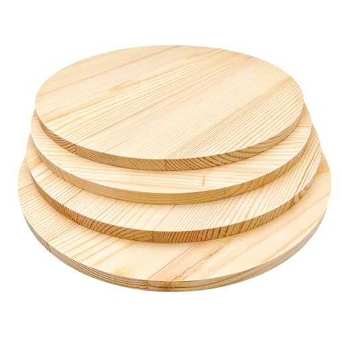 Kreisschild aus Kiefernholz, blanko, unlackiert, rund, für Bastelprojekte, Gravur, Holzverbrennung, Malerei (24,9 x 1 cm/4 Stück) von Anktily