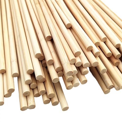 Natürliche runde Bambus-Dübelstäbe, 0,8 cm, extra lang, unlackiert, Bambus-Bastelstäbe für Holzarbeiten, Kunstprojekte und Bastelarbeiten (40 cm lang), 100 Stück von Anktily
