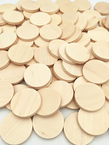 100 runde Naturscheiben in Weiß, unvollendete Kreise, Holzschmuck für Bastelarbeiten (3,5 cm) von Anktily