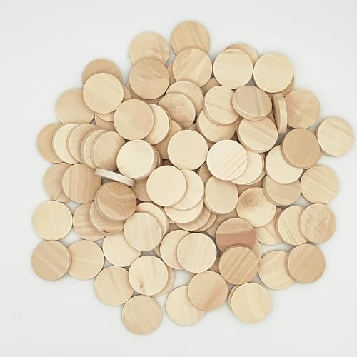 Naturholzscheiben, blanko, runde Holzscheiben, unlackiert, Holzkreise, blanko, Holzornamente für Bastelarbeiten, 3 cm, 100 Stück von Anktily