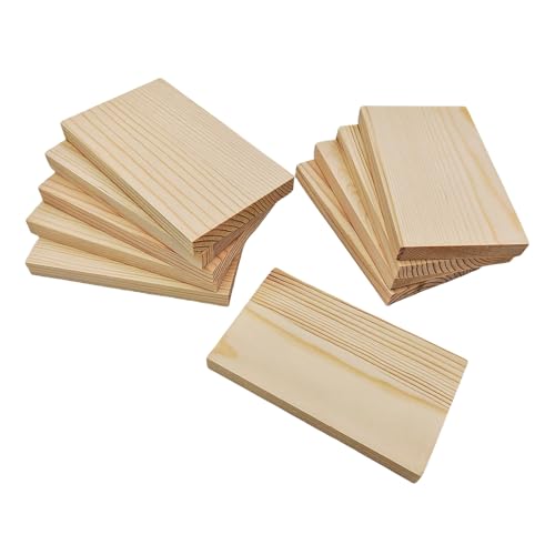 Rechteckige Holzbretter, unlackierte Holzblöcke zum Basteln, 10 x 6 x 1 cm, blanko, zum Schnitzen, Malen und Brennen, 10 Stück von Anktily