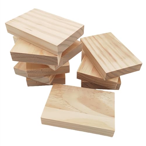 Rechteckige Holzbretter, unlackierte Holzblöcke zum Basteln, 11,9 x 7,6 x 2 cm, blanko, zum Schnitzen, Malen und Brennen, 10 Stück von Anktily