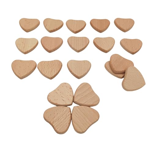 Unlackierte Blanko-Holzstücke, Laser-Gravur, Blanko-Etiketten aus Buchenholz, ohne Loch, Holzausschnitte, Scheiben für Bastelbedarf, Malerei, Ornamente (Herz 20 Stück) von Anktily