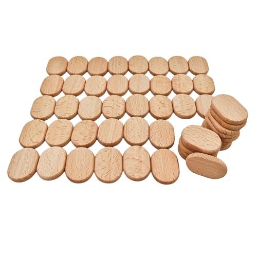 Unlackierte Blanko-Holzstücke, Laser-Gravur, Blanko-Etiketten aus Buchenholz, ohne Loch, Holzausschnitte, Scheiben für Bastelbedarf, Malerei, Ornamente (oval, 50 Stück) von Anktily