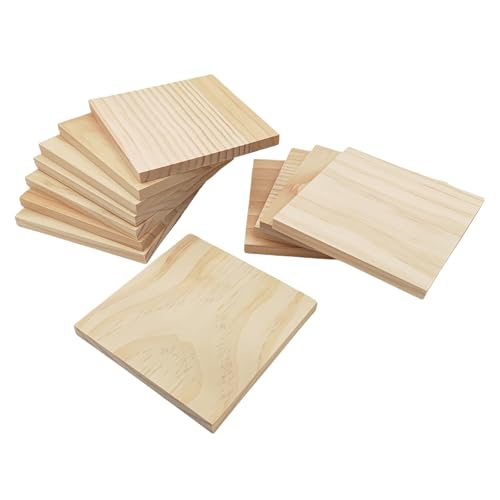 Unlackierte quadratische Holzblöcke zum Basteln, 11,9 x 11,9 x 1 cm, blanko, Kiefernholzbretter zum Schnitzen, DIY-Holzuntersetzer, Malen und Brennen, 12 Stück Unlackierte quadratische Holzblöcke zum Basteln, 11,9 x 11,9 x 1 cm, blanko, Kiefernholzbretter zum Schnitzen, DIY-Holzuntersetzer, Malen und Brennen, 12 Stück von Anktily