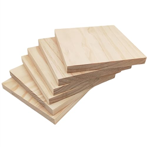 Unlackierte quadratische Holzblöcke zum Basteln, 15 x 15 x 1,5 cm, blanko, Kiefernholzbretter für Holzschnitzerei, DIY-Untersetzer, Malen und Brennen, 6 Stück Unlackierte quadratische Holzblöcke zum Basteln, 15 x 15 x 1,5 cm, blanko, Kiefernholzbretter für Holzschnitzerei, DIY-Untersetzer, Malen und Brennen, 6 Stück von Anktily