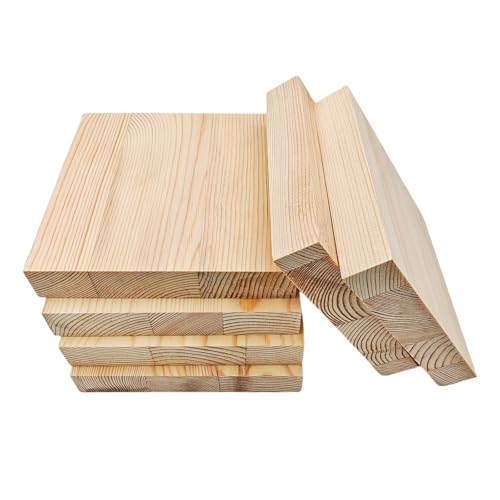 Unlackierte quadratische Holzblöcke zum Basteln, 15 x 15 x 2,5 cm, blanko, Kiefernholzbretter für Holzschnitzerei, DIY-Untersetzer, Malen und Brennen, 6 Stück von Anktily
