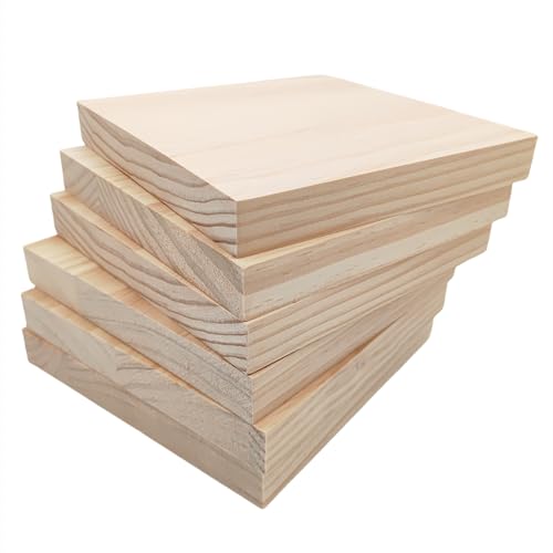 Unlackierte quadratische Holzblöcke zum Basteln, 15 x 15 x 2 cm, blanko, Kiefernholzbretter für Holzschnitzerei, DIY-Holzuntersetzer, Malen und Brennen, 6 Stück Unlackierte quadratische Holzblöcke zum Basteln, 15 x 15 x 2 cm, blanko, Kiefernholzbretter für Holzschnitzerei, DIY-Holzuntersetzer, Malen und Brennen, 6 Stück von Anktily