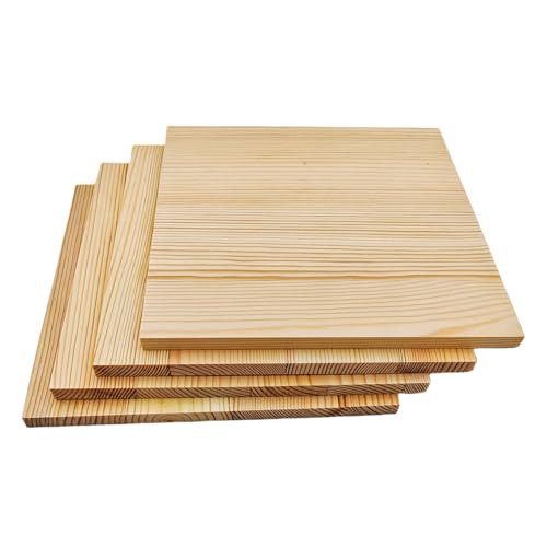 Unlackierte quadratische Holzblöcke zum Basteln, 20 x 20 x 1 cm, blanko, Kiefernholzbretter für Holzschnitzerei, DIY-Untersetzer, Malen und Brennen, 4 Stück von Anktily