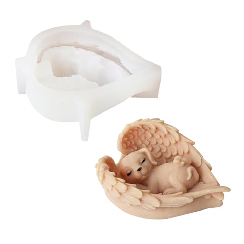 Engelsform für Katze und Hund, Harz-Silikonform, 3D-Schlaftier mit Flügeln, Silikonform, Haustiereltern-Souvenir, DIY-Heimdekoration, Haustier-Gedenkhandwerk, Geschenk (Hund) von Anlan-angel