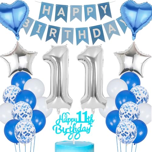 Anlgdi Blau Silber Luftballons 11. Geburtstag Dekoration, Tortendeko Geburtstag 11 Jahre Junge, Geburtstagsdeko 11 Jahre Mädchen, Deko 11 Jahre Geburtstag Junge, Happy Birthday 11. Mädchen Geburtstag Anlgdi Blau Silber Luftballons 11. Geburtstag Dekoration, Tortendeko Geburtstag 11 Jahre Junge, Geburtstagsdeko 11 Jahre Mädchen, Deko 11 Jahre Geburtstag Junge, Happy Birthday 11. Mädchen Geburtstag von Anlgdi