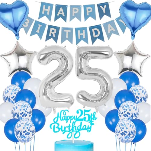 Anlgdi Blau Silber Luftballons 25. Geburtstag Dekoration, Tortendeko Geburtstag 25 Jahre Mann, Geburtstagsdeko 25 Jahre Mann Frau, Deko 25 Jahre Geburtstag Männer, Happy Birthday 25. Frauen Geburtstag Anlgdi Blau Silber Luftballons 25. Geburtstag Dekoration, Tortendeko Geburtstag 25 Jahre Mann, Geburtstagsdeko 25 Jahre Mann Frau, Deko 25 Jahre Geburtstag Männer, Happy Birthday 25. Frauen Geburtstag von Anlgdi