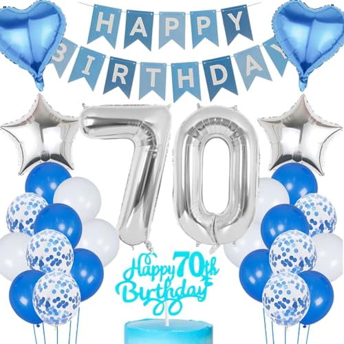Anlgdi Blau Silber Luftballons 70. Geburtstag Dekoration, Tortendeko Geburtstag 70 Jahre Mann, Geburtstagsdeko 70 Jahre Mann Frau, Deko 70 Jahre Geburtstag Männer, Happy Birthday 70. Frauen Geburtstag Anlgdi Blau Silber Luftballons 70. Geburtstag Dekoration, Tortendeko Geburtstag 70 Jahre Mann, Geburtstagsdeko 70 Jahre Mann Frau, Deko 70 Jahre Geburtstag Männer, Happy Birthday 70. Frauen Geburtstag von Anlgdi