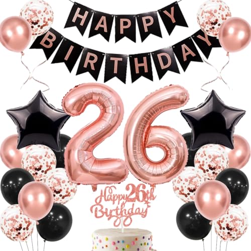 Anlgdi Geburtstagsdeko 26 Jahre Frau, Luftballons 26. Geburtstag Dekoration Frauen, Happy Birthday Deko 26 Geburtstags, Roségold Ballons 26. Geburtstag Party Dekoration Set Anlgdi Geburtstagsdeko 26 Jahre Frau, Luftballons 26. Geburtstag Dekoration Frauen, Happy Birthday Deko 26 Geburtstags, Roségold Ballons 26. Geburtstag Party Dekoration Set von Anlgdi