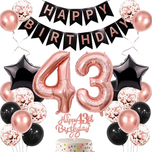 Anlgdi Geburtstagsdeko 43 Jahre Frau, Luftballons 43. Geburtstag Dekoration Frauen, Happy Birthday Deko 43 Geburtstags, Roségold Ballons 43. Geburtstag Party Dekoration Set Anlgdi Geburtstagsdeko 43 Jahre Frau, Luftballons 43. Geburtstag Dekoration Frauen, Happy Birthday Deko 43 Geburtstags, Roségold Ballons 43. Geburtstag Party Dekoration Set von Anlgdi