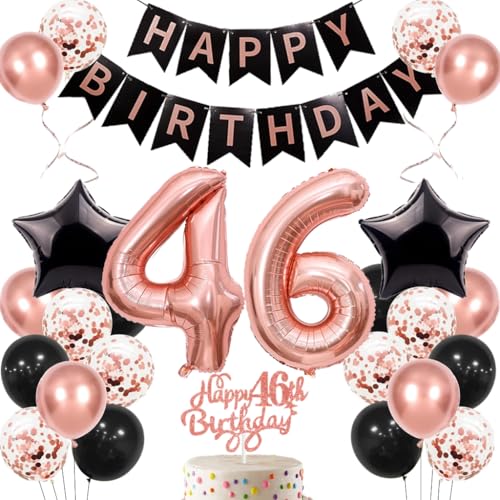 Anlgdi Geburtstagsdeko 46 Jahre Frau, Luftballons 46. Geburtstag Dekoration Frauen, Happy Birthday Deko 46 Geburtstags, Roségold Ballons 46. Geburtstag Party Dekoration Set Anlgdi Geburtstagsdeko 46 Jahre Frau, Luftballons 46. Geburtstag Dekoration Frauen, Happy Birthday Deko 46 Geburtstags, Roségold Ballons 46. Geburtstag Party Dekoration Set von Anlgdi