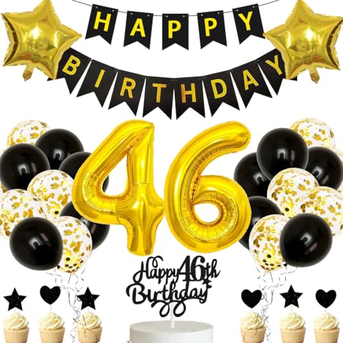 Anlgdi Deko 46 Jahre Geburtstag Frau, Luftballons 46. Geburtstag Dekoration Frau Mann, Tortendeko Geburtstags 46 Jahre Frauen, Folienballon Zahl 46 Schwarz, Geburtstagsdeko 46 Männer Frauen Anlgdi Deko 46 Jahre Geburtstag Frau, Luftballons 46. Geburtstag Dekoration Frau Mann, Tortendeko Geburtstags 46 Jahre Frauen, Folienballon Zahl 46 Schwarz, Geburtstagsdeko 46 Männer Frauen von Anlgdi