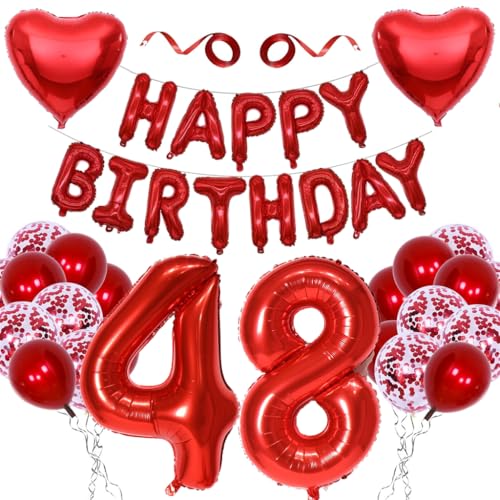 Anlgdi Deko 48. Geburtstag Frau, Geburtstagsdeko 48 Jahre Frauen Männer, Folienballon Zahl 48 Rot, Ballons Happy 48th Birthday Mann Deko, Folienballon 48 Geburtstag Männer Frauen Dekoration Anlgdi Deko 48. Geburtstag Frau, Geburtstagsdeko 48 Jahre Frauen Männer, Folienballon Zahl 48 Rot, Ballons Happy 48th Birthday Mann Deko, Folienballon 48 Geburtstag Männer Frauen Dekoration von Anlgdi