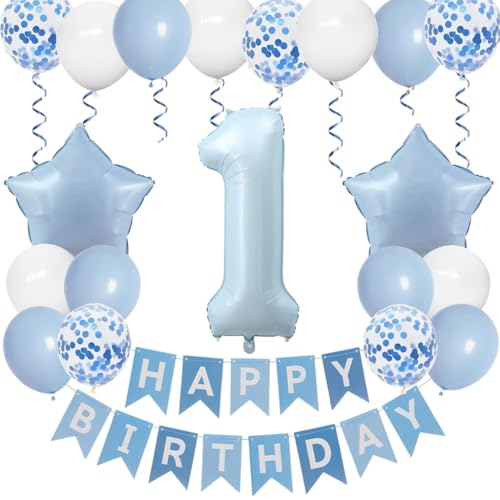 Anlgdi Blau 1. Geburtstag Dekoration Set, Luftballons 1. Geburtstag Junge, Folienballon 1. Geburtstags Deko Mädchen, Happy Birthday Banner 1 Geburtstags Junge, Geburtstagsdeko 1 Jahre Mädchen Anlgdi Blau 1. Geburtstag Dekoration Set, Luftballons 1. Geburtstag Junge, Folienballon 1. Geburtstags Deko Mädchen, Happy Birthday Banner 1 Geburtstags Junge, Geburtstagsdeko 1 Jahre Mädchen von Anlgdi