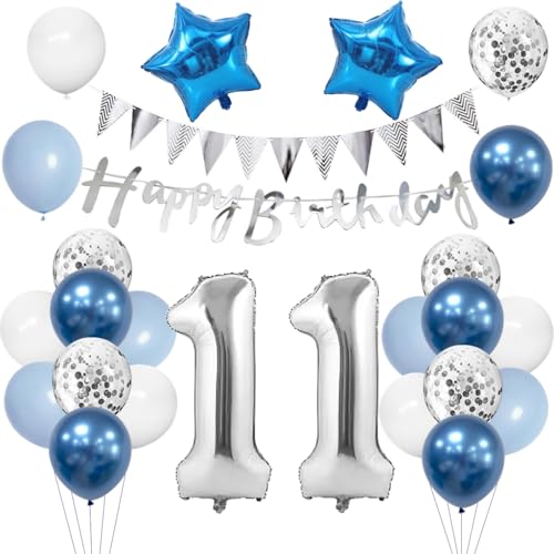 Anlgdi Geburtstagsdeko 11 Jahr Junge, Luftballon 11. Geburtstag, Blau Deko 11. Geburtstag Mädchen, Folienballon 11 Geburtstags Junge Dekoration, Happy Birthday Banner Deko 11 Geburtstags Junge Anlgdi Geburtstagsdeko 11 Jahr Junge, Luftballon 11. Geburtstag, Blau Deko 11. Geburtstag Mädchen, Folienballon 11 Geburtstags Junge Dekoration, Happy Birthday Banner Deko 11 Geburtstags Junge von Anlgdi