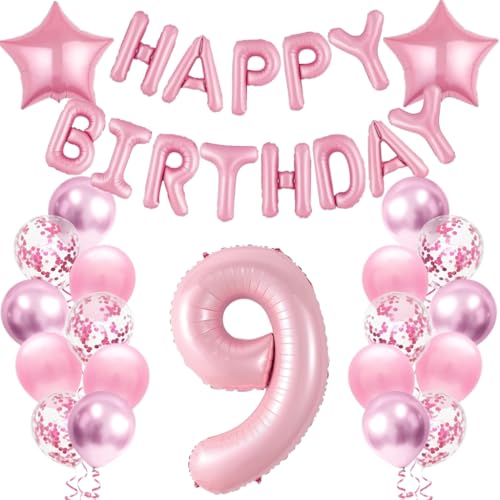 Anlgdi Geburtstagsdeko 9 Jahre Mädchen, Luftballons 9. Geburtstag Dekoration Mädchen, Folienballon Happy Birthday Deko 9 Jahre Kinder, Rosé Ballons 9. Geburtstag Party Dekoration Set Anlgdi Geburtstagsdeko 9 Jahre Mädchen, Luftballons 9. Geburtstag Dekoration Mädchen, Folienballon Happy Birthday Deko 9 Jahre Kinder, Rosé Ballons 9. Geburtstag Party Dekoration Set von Anlgdi