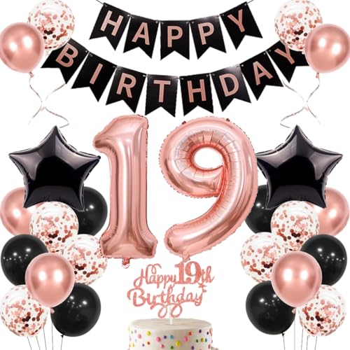 Anlgdi Geburtstagsdeko 19 Jahre Mädchen, Luftballons 19. Geburtstag Dekoration Mädchen, Happy Birthday Deko 19 Geburtstags, Roségold Ballons 19. Geburtstag Party Dekoration Set Anlgdi Geburtstagsdeko 19 Jahre Mädchen, Luftballons 19. Geburtstag Dekoration Mädchen, Happy Birthday Deko 19 Geburtstags, Roségold Ballons 19. Geburtstag Party Dekoration Set von Anlgdi
