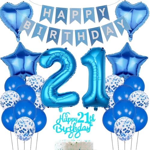 Anlgdi Geburtstagsdeko 21 Jahr Mann, Luftballon 21. Geburtstag Deko, Blau Folienballon 21 Geburtstag Männer Dekoration, Happy Birthday Banner Deko 21 Geburtstag Frau, Deko 21. Geburtstag Frau Mann Anlgdi Geburtstagsdeko 21 Jahr Mann, Luftballon 21. Geburtstag Deko, Blau Folienballon 21 Geburtstag Männer Dekoration, Happy Birthday Banner Deko 21 Geburtstag Frau, Deko 21. Geburtstag Frau Mann von Anlgdi