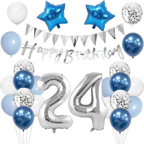 Anlgdi Geburtstagsdeko 24 Jahr Mann, Luftballon 24. Geburtstag Männer Deko, Blau Tortendeko Geburtstags 24 Jahre, Deko 24. Geburtstags Frauen, Folienballon 24 Geburtstag Männer Dekoration Anlgdi Geburtstagsdeko 24 Jahr Mann, Luftballon 24. Geburtstag Männer Deko, Blau Tortendeko Geburtstags 24 Jahre, Deko 24. Geburtstags Frauen, Folienballon 24 Geburtstag Männer Dekoration von Anlgdi