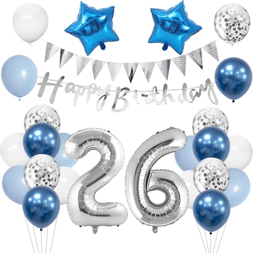 Anlgdi Geburtstagsdeko 26 Jahr Mann, Luftballon 26. Geburtstag Männer Deko, Blau Tortendeko Geburtstags 26 Jahre, Deko 26. Geburtstags Frauen, Folienballon 26 Geburtstag Männer Dekoration Anlgdi Geburtstagsdeko 26 Jahr Mann, Luftballon 26. Geburtstag Männer Deko, Blau Tortendeko Geburtstags 26 Jahre, Deko 26. Geburtstags Frauen, Folienballon 26 Geburtstag Männer Dekoration von Anlgdi