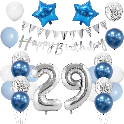 Anlgdi Geburtstagsdeko 29 Jahr Mann, Luftballon 29. Geburtstag Männer Deko, Blau Tortendeko Geburtstags 29 Jahre, Deko 29. Geburtstags Frauen, Folienballon 29 Geburtstag Männer Dekoration Anlgdi Geburtstagsdeko 29 Jahr Mann, Luftballon 29. Geburtstag Männer Deko, Blau Tortendeko Geburtstags 29 Jahre, Deko 29. Geburtstags Frauen, Folienballon 29 Geburtstag Männer Dekoration von Anlgdi