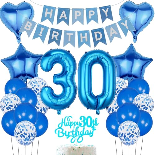 Anlgdi Geburtstagsdeko 30 Jahr Mann, Luftballon 30. Geburtstag Deko, Blau Folienballon 30 Geburtstag Männer Dekoration, Happy Birthday Banner Deko 30 Geburtstag Frau, Deko 30. Geburtstag Frau Mann Anlgdi Geburtstagsdeko 30 Jahr Mann, Luftballon 30. Geburtstag Deko, Blau Folienballon 30 Geburtstag Männer Dekoration, Happy Birthday Banner Deko 30 Geburtstag Frau, Deko 30. Geburtstag Frau Mann von Anlgdi