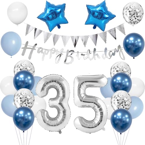 Anlgdi Geburtstagsdeko 35 Jahr Mann, Luftballon 35. Geburtstag Männer Deko, Blau Tortendeko Geburtstags 35 Jahre, Deko 35. Geburtstags Frauen, Folienballon 35 Geburtstag Männer Dekoration Anlgdi Geburtstagsdeko 35 Jahr Mann, Luftballon 35. Geburtstag Männer Deko, Blau Tortendeko Geburtstags 35 Jahre, Deko 35. Geburtstags Frauen, Folienballon 35 Geburtstag Männer Dekoration von Anlgdi