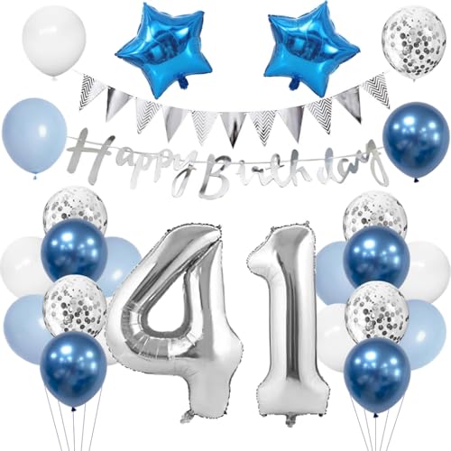 Anlgdi Geburtstagsdeko 41 Jahr Mann, Luftballon 41. Geburtstag Männer Deko, Blau Tortendeko Geburtstags 41 Jahre, Deko 41. Geburtstags Frauen, Folienballon 41 Geburtstag Männer Dekoration Anlgdi Geburtstagsdeko 41 Jahr Mann, Luftballon 41. Geburtstag Männer Deko, Blau Tortendeko Geburtstags 41 Jahre, Deko 41. Geburtstags Frauen, Folienballon 41 Geburtstag Männer Dekoration von Anlgdi