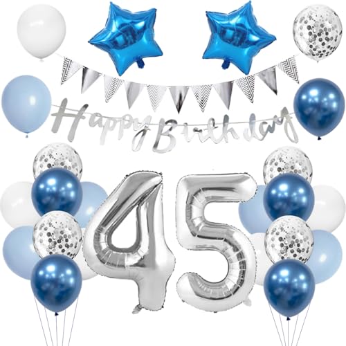 Anlgdi Geburtstagsdeko 45 Jahr Mann, Luftballon 45. Geburtstag Männer Deko, Blau Tortendeko Geburtstags 45 Jahre, Deko 45. Geburtstags Frauen, Folienballon 45 Geburtstag Männer Dekoration Anlgdi Geburtstagsdeko 45 Jahr Mann, Luftballon 45. Geburtstag Männer Deko, Blau Tortendeko Geburtstags 45 Jahre, Deko 45. Geburtstags Frauen, Folienballon 45 Geburtstag Männer Dekoration von Anlgdi