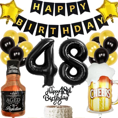 Anlgdi Geburtstagsdeko 48 Jahre Mann Frau, Ballon 48. Geburtstag Deko Männer, Schwarz Tortendeko Geburtstag 48 Jahre Mann, Helium Ballon Whiskey Bierglas für 48. Geburtstags Männer Party Dekoration Anlgdi Geburtstagsdeko 48 Jahre Mann Frau, Ballon 48. Geburtstag Deko Männer, Schwarz Tortendeko Geburtstag 48 Jahre Mann, Helium Ballon Whiskey Bierglas für 48. Geburtstags Männer Party Dekoration von Anlgdi