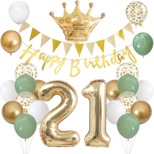 Anlgdi Luftballons 21. Geburtstag Dekoration Set, Ballons Happy 21th Birthday Frau Deko, Folienballon Zahl 21 Gold, Geburtstagsdeko 21 Jahre Mäaner Frauen, Folienballon 21 Geburtstag Dekoration Anlgdi Luftballons 21. Geburtstag Dekoration Set, Ballons Happy 21th Birthday Frau Deko, Folienballon Zahl 21 Gold, Geburtstagsdeko 21 Jahre Mäaner Frauen, Folienballon 21 Geburtstag Dekoration von Anlgdi