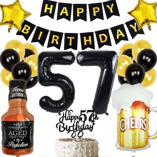 Anlgdi Geburtstagsdeko 57 Jahre Mann Frau, Ballon 57. Geburtstag Deko Männer, Schwarz Tortendeko Geburtstag 57 Jahre Mann, Helium Ballon Whiskey Bierglas für 57. Geburtstags Männer Party Dekoration Anlgdi Geburtstagsdeko 57 Jahre Mann Frau, Ballon 57. Geburtstag Deko Männer, Schwarz Tortendeko Geburtstag 57 Jahre Mann, Helium Ballon Whiskey Bierglas für 57. Geburtstags Männer Party Dekoration von Anlgdi