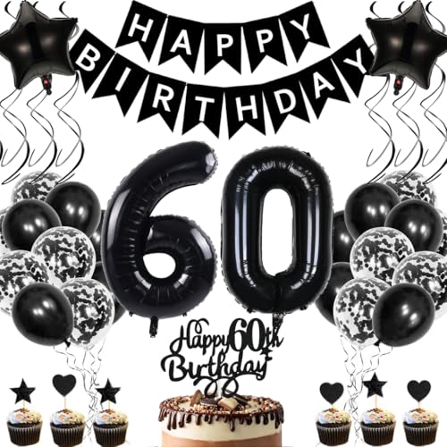 Anlgdi Geburtstagsdeko 60 Jahre Mann Frau, Luftballons 60. Geburtstag Dekoration, Schwarz Tortendeko Geburtstags 60 Jahre Frauen, Folienballon Zahl 60 Schwarz, Deko 60. Geburtstag Männer Anlgdi Geburtstagsdeko 60 Jahre Mann Frau, Luftballons 60. Geburtstag Dekoration, Schwarz Tortendeko Geburtstags 60 Jahre Frauen, Folienballon Zahl 60 Schwarz, Deko 60. Geburtstag Männer von Anlgdi