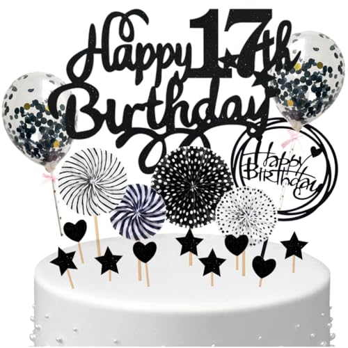 Anlgdi Happy 17th Birthday Tortendeko 17 Jahre Mädchen, Schwarz Tortendeko 17 Geburtstag Kuchen Deko 17 Geburtstag Mädchen, Glitter Cake Topper 17. Deko für Geburstagstorte Deko 17 Jahre Mädchen Junge Anlgdi Happy 17th Birthday Tortendeko 17 Jahre Mädchen, Schwarz Tortendeko 17 Geburtstag Kuchen Deko 17 Geburtstag Mädchen, Glitter Cake Topper 17. Deko für Geburstagstorte Deko 17 Jahre Mädchen Junge von Anlgdi