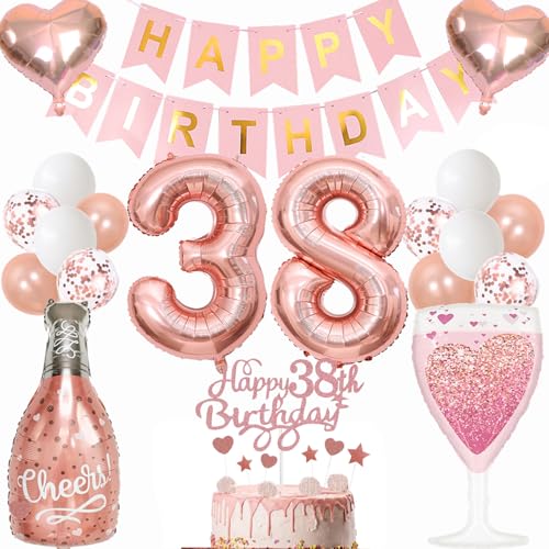 Anlgdi Luftballon 38. Geburtstag Deko Frau, Geburtstagsdeko 38 Jahre Frauen, Folienballon Weinflasche Sektflasche, Helium Ballon Champagner Flasche, Happy Birthday Banner Deko 38 Geburtstag Frau Anlgdi Luftballon 38. Geburtstag Deko Frau, Geburtstagsdeko 38 Jahre Frauen, Folienballon Weinflasche Sektflasche, Helium Ballon Champagner Flasche, Happy Birthday Banner Deko 38 Geburtstag Frau von Anlgdi
