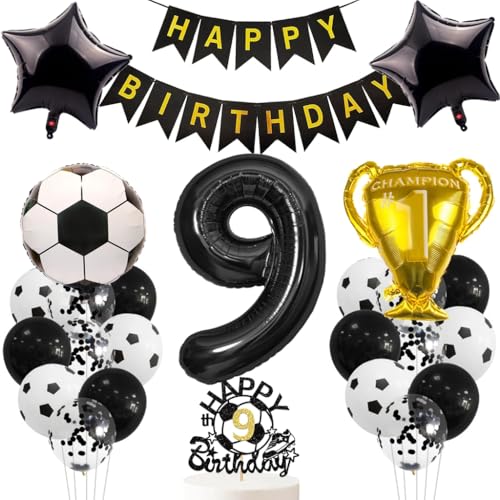 Anlgdi Luftballon 9. Geburtstag Deko, Fußball Ballon 9. Geburtstags Deko Junge, Helium Ballon 9 Geburtstags Junge, Happy Birthday Banner für Fussball 9. Geburtstag Party Dekoration Anlgdi Luftballon 9. Geburtstag Deko, Fußball Ballon 9. Geburtstags Deko Junge, Helium Ballon 9 Geburtstags Junge, Happy Birthday Banner für Fussball 9. Geburtstag Party Dekoration von Anlgdi