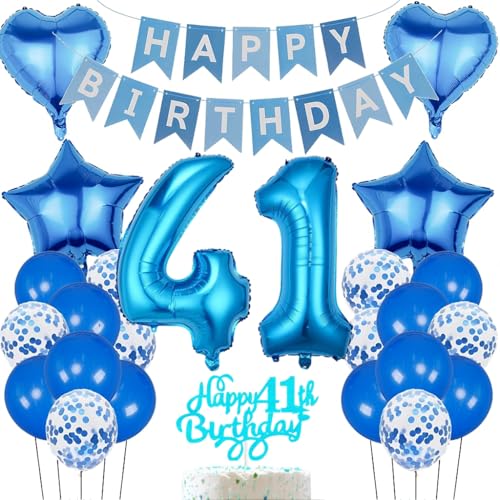 Anlgdi Geburtstagsdeko 41 Jahr Mann, Luftballon 41. Geburtstag Deko, Blau Folienballon 41 Geburtstag Männer Dekoration, Happy Birthday Banner Deko 41 Geburtstag Frau, Deko 41. Geburtstag Frau Mann Anlgdi Geburtstagsdeko 41 Jahr Mann, Luftballon 41. Geburtstag Deko, Blau Folienballon 41 Geburtstag Männer Dekoration, Happy Birthday Banner Deko 41 Geburtstag Frau, Deko 41. Geburtstag Frau Mann von Anlgdi