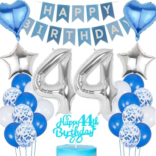 Anlgdi Blau Silber Luftballons 44. Geburtstag Dekoration, Tortendeko Geburtstag 44 Jahre Mann, Geburtstagsdeko 44 Jahre Mann Frau, Deko 44 Jahre Geburtstag Männer, Happy Birthday 44. Frauen Geburtstag Anlgdi Blau Silber Luftballons 44. Geburtstag Dekoration, Tortendeko Geburtstag 44 Jahre Mann, Geburtstagsdeko 44 Jahre Mann Frau, Deko 44 Jahre Geburtstag Männer, Happy Birthday 44. Frauen Geburtstag von Anlgdi
