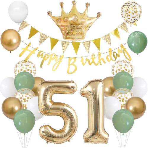 Anlgdi Luftballons 51. Geburtstag Dekoration Set, Ballons Happy 51th Birthday Frau Deko, Folienballon Zahl 51 Gold, Geburtstagsdeko 51 Jahre Mäaner Frauen, Folienballon 51 Geburtstag Dekoration Anlgdi Luftballons 51. Geburtstag Dekoration Set, Ballons Happy 51th Birthday Frau Deko, Folienballon Zahl 51 Gold, Geburtstagsdeko 51 Jahre Mäaner Frauen, Folienballon 51 Geburtstag Dekoration von Anlgdi