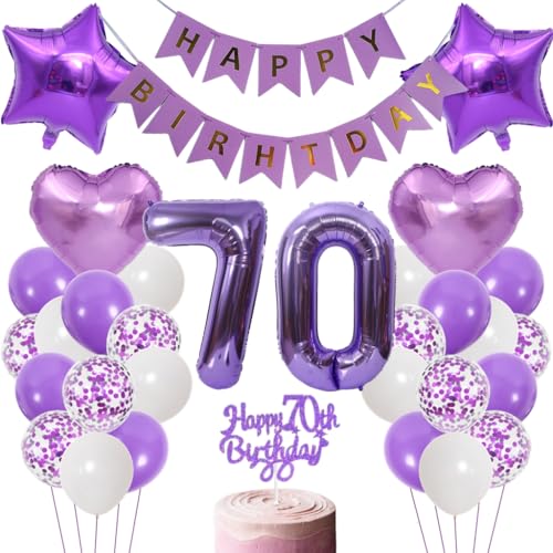 Anlgdi Luftballons 70. Geburtstag Dekoration, Lila Tortendeko Geburtstags 70 Jahre Mann, Geburtstagsdeko 70 Jahre Manner Frauen, Happy Birthday Banner für 70. Geburtstag MannerParty Dekoration Anlgdi Luftballons 70. Geburtstag Dekoration, Lila Tortendeko Geburtstags 70 Jahre Mann, Geburtstagsdeko 70 Jahre Manner Frauen, Happy Birthday Banner für 70. Geburtstag MannerParty Dekoration von Anlgdi
