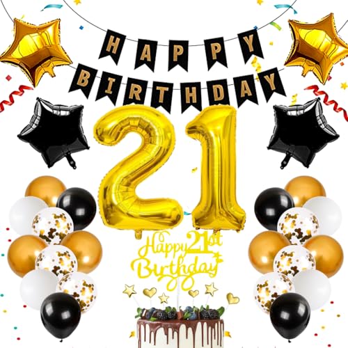 Anlgdi Schwarz Gold 21. Geburtstag Dekoration, Luftballon 21. Geburtstag Mann Deko, Blau Tortendeko Geburtstags 21Jahre Männer, Deko 21. Geburtstags Frauen, Folienballon 21 Dekoration Anlgdi Schwarz Gold 21. Geburtstag Dekoration, Luftballon 21. Geburtstag Mann Deko, Blau Tortendeko Geburtstags 21Jahre Männer, Deko 21. Geburtstags Frauen, Folienballon 21 Dekoration von Anlgdi
